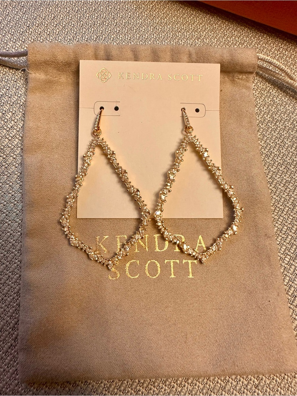 Kendra Scott Crystal Teardrop Statement Earrings in Gold - Picture 2 of 7